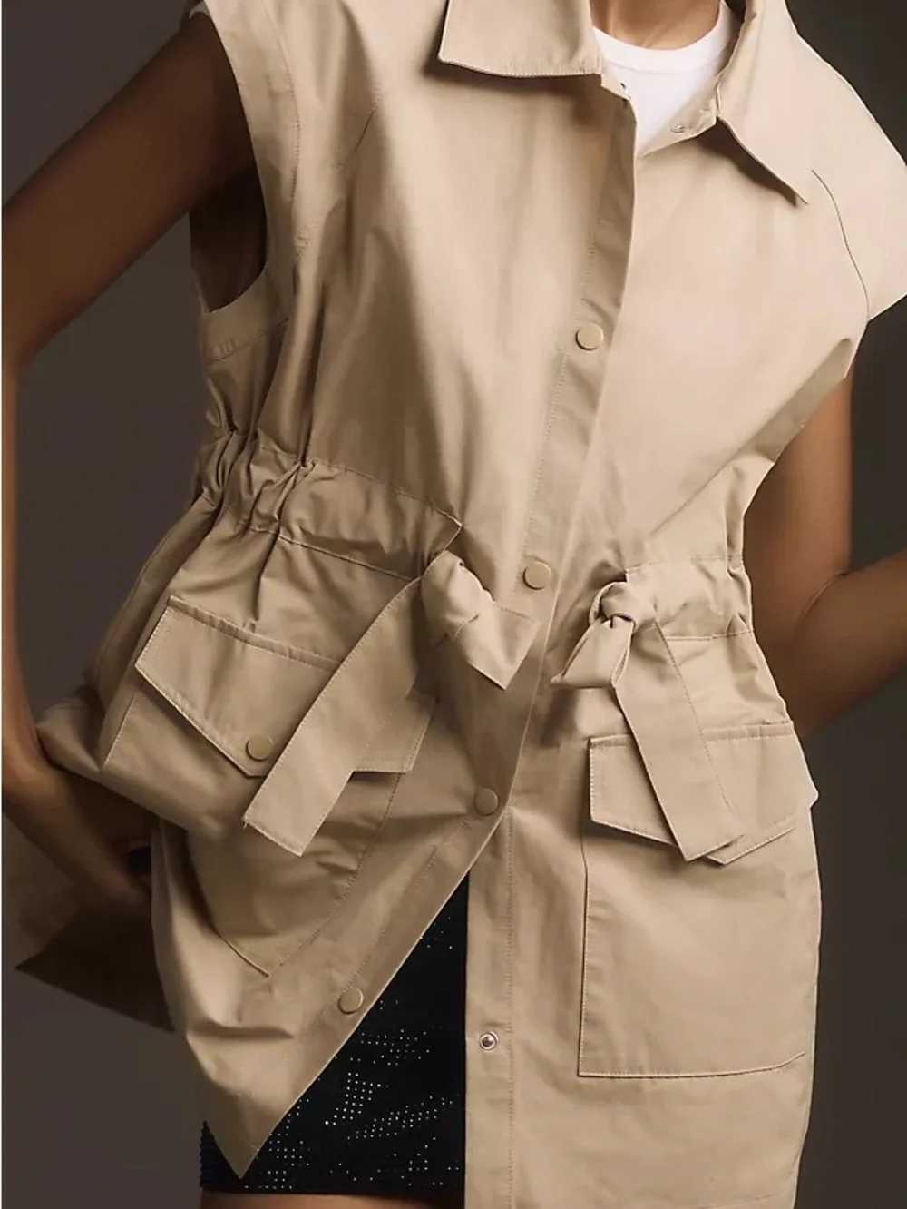 Anthropologie Sleeveless Beige Utility Vest - Picture 3 of 5